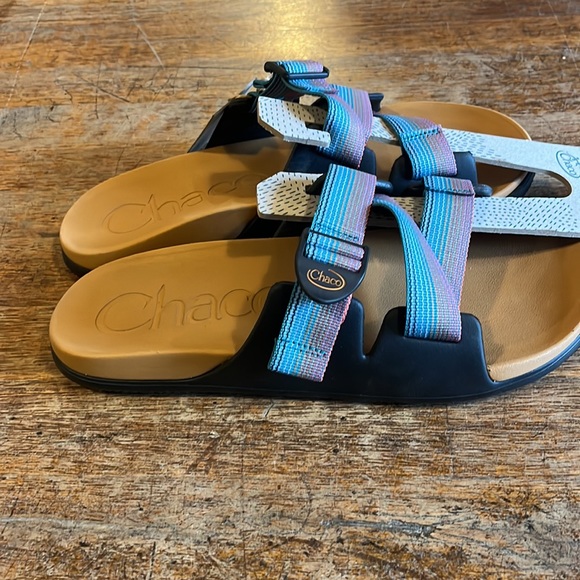 Chaco Chillos Slides Rising Teal Mens Sizes NWT - Picture 4 of 5